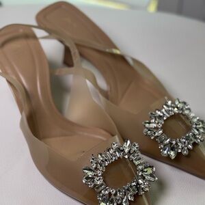 Zara Tan Heels with Crystal Embellishments